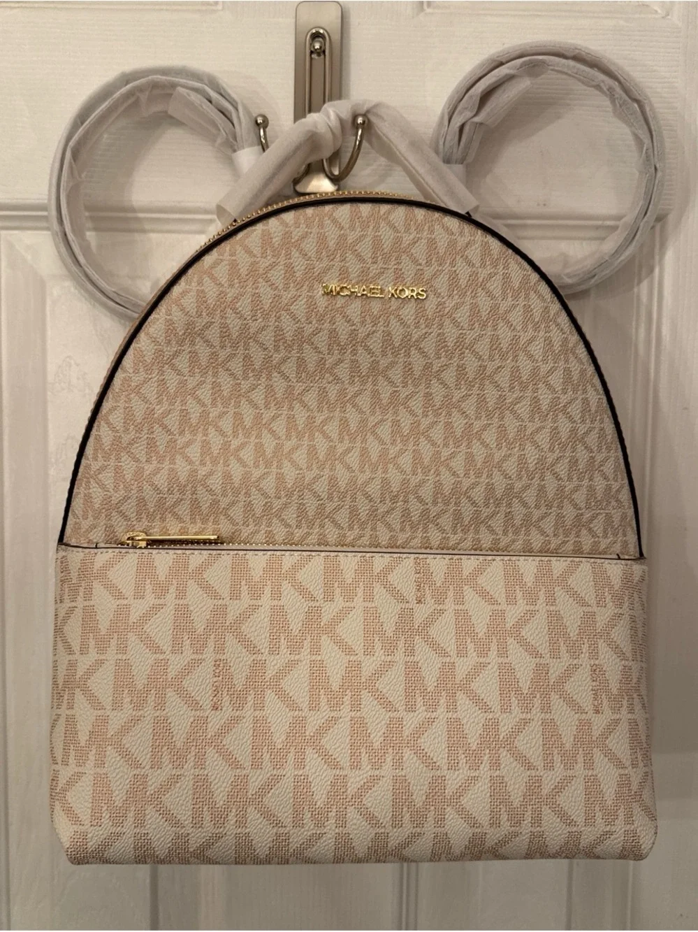 Michael Kors Cream & Beige Signature MK Backpack
